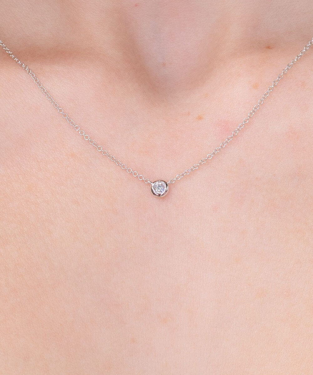 0.05ct Diamond Bezel Necklace 14k White Gold Necklaces Princess Bride Diamonds 