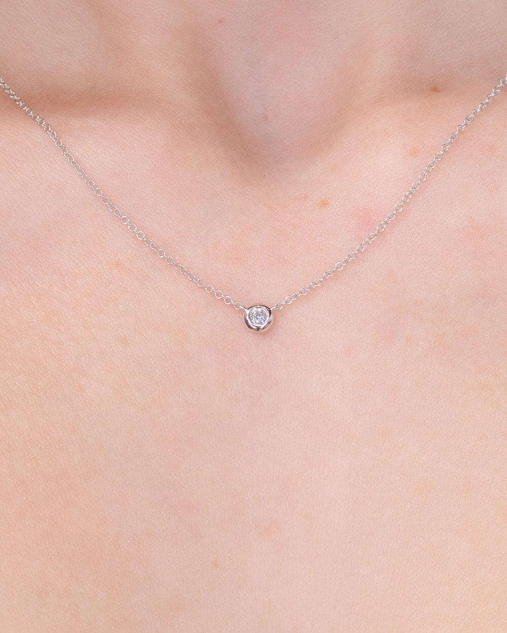 0.05ct Diamond Bezel Necklace 14k White Gold Necklaces Princess Bride Diamonds