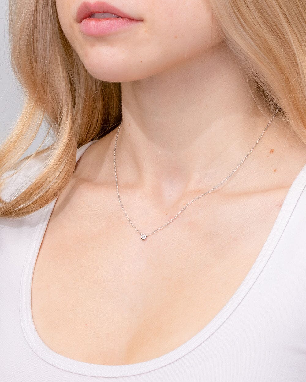 0.05ct Diamond Bezel Necklace 14k White Gold Necklaces Princess Bride Diamonds