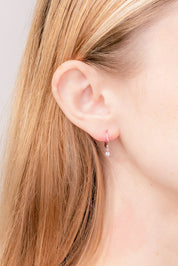 0.17ct Diamond Drop Huggies 14k White Gold Earrings Princess Bride Diamonds 
