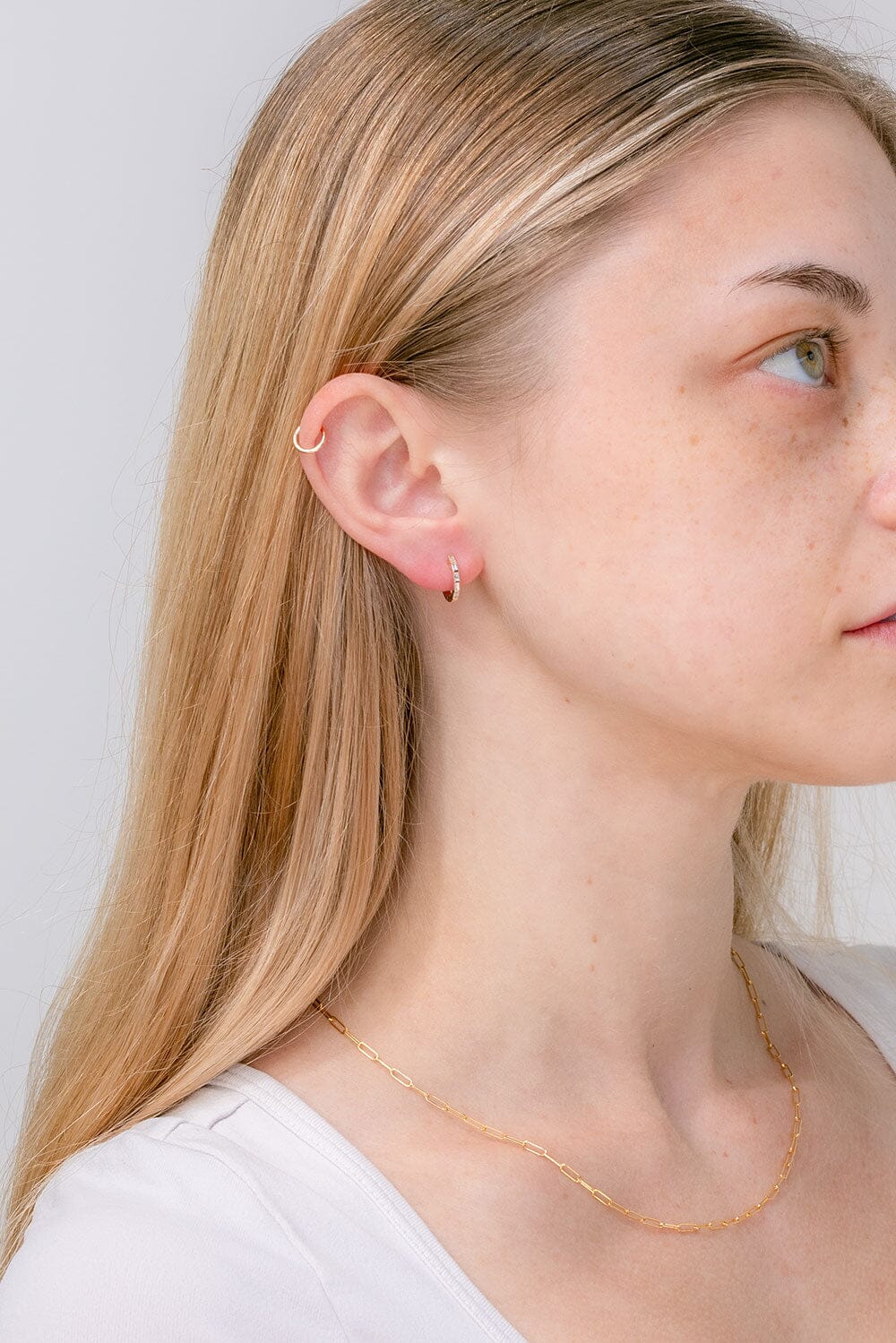 0.19ct Baguette Diamond Huggies Earrings Princess Bride Diamonds