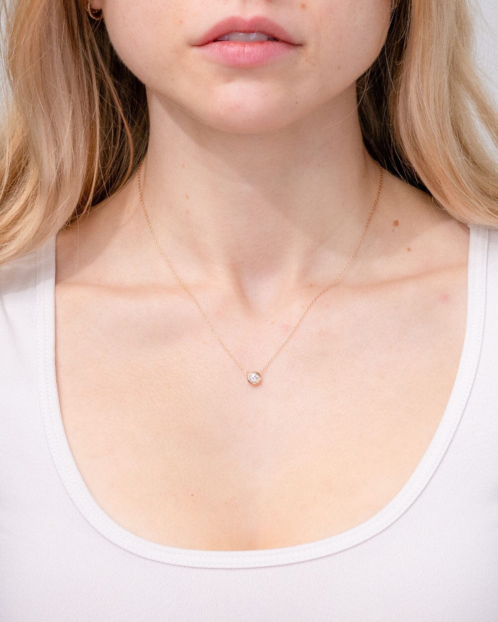 0.27ct Diamond Bezel Necklace 14k Rose Gold Necklaces Princess Bride Diamonds