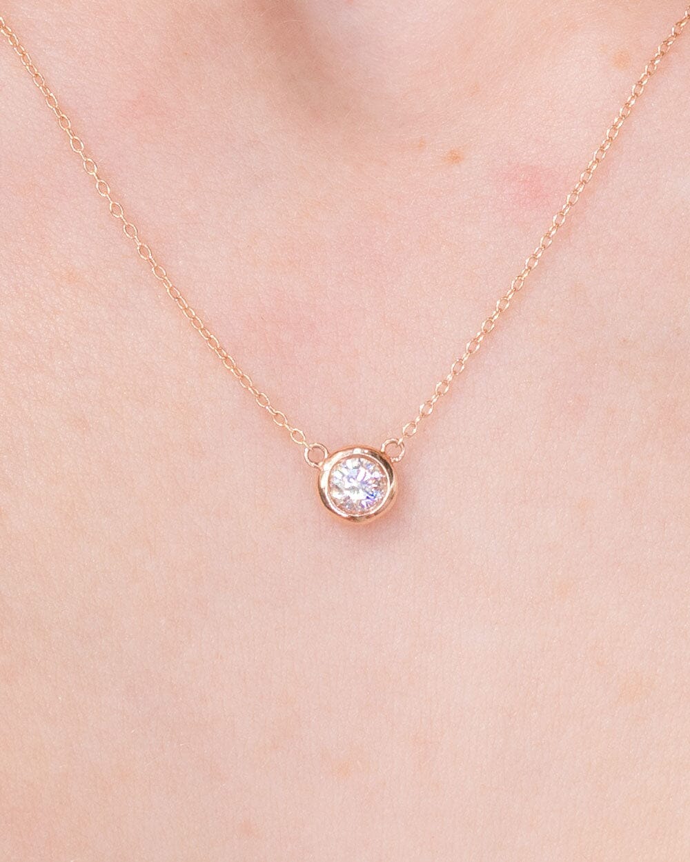 0.27ct Diamond Bezel Necklace 14k Rose Gold Necklaces Princess Bride Diamonds