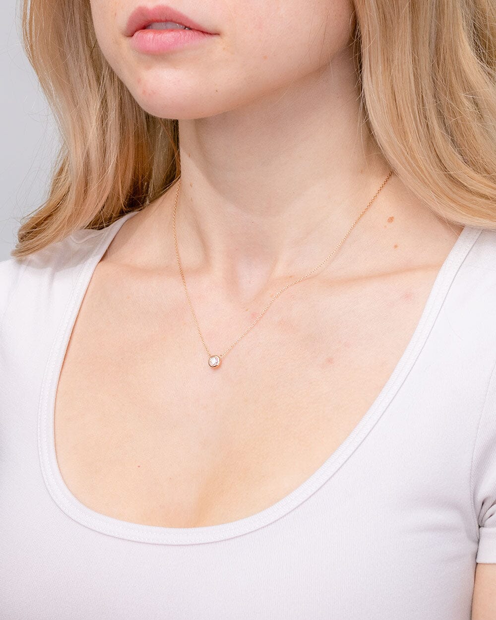 0.27ct Diamond Bezel Necklace 14k Rose Gold Necklaces Princess Bride Diamonds