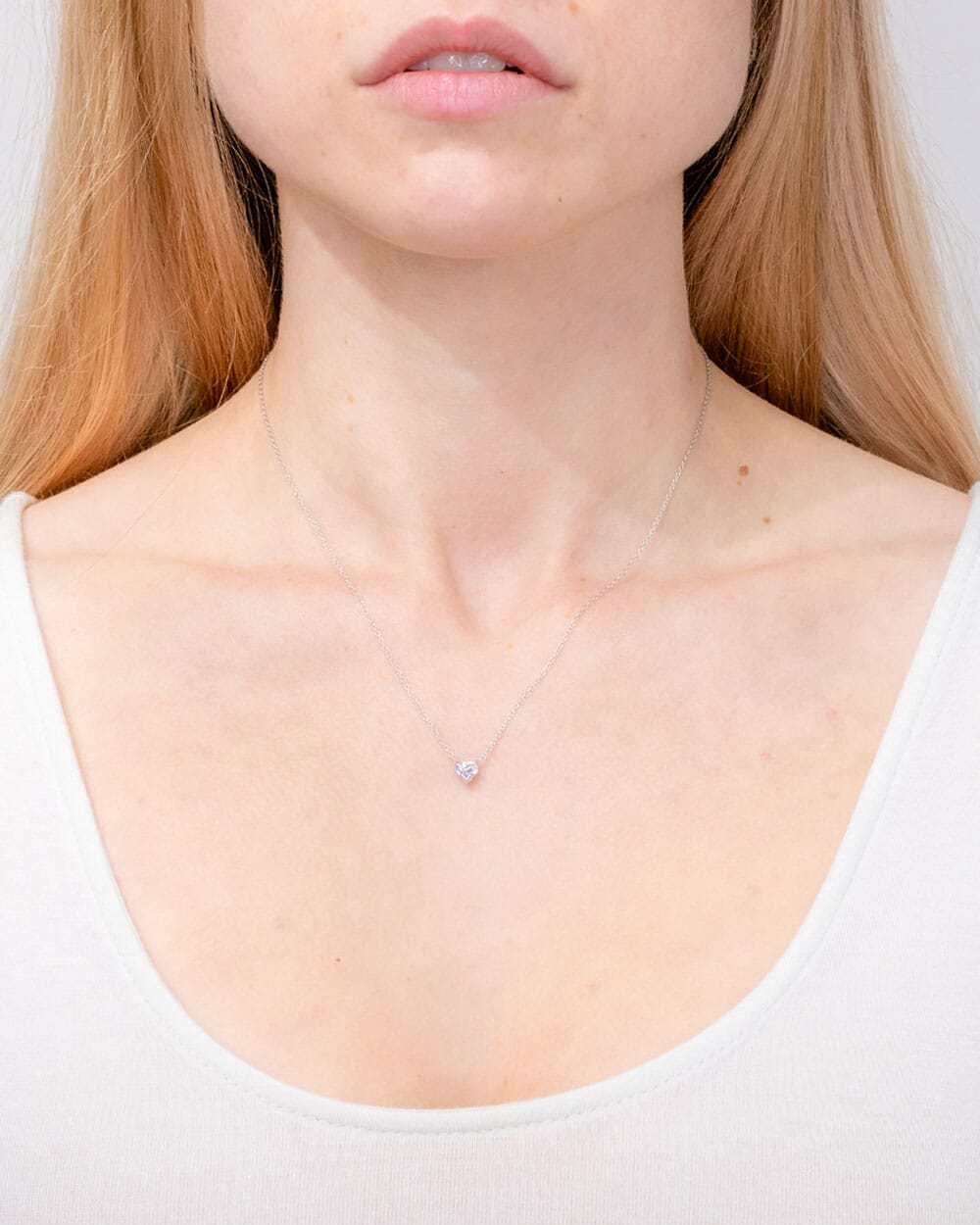 0.41ct E-VVS2 Heart Lab Diamond 14k White Gold Pendant Necklaces Princess Bride Diamonds