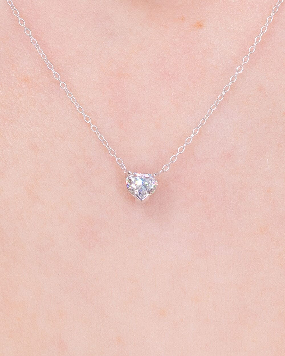 0.41ct E-VVS2 Heart Lab Diamond 14k White Gold Pendant Necklaces Princess Bride Diamonds