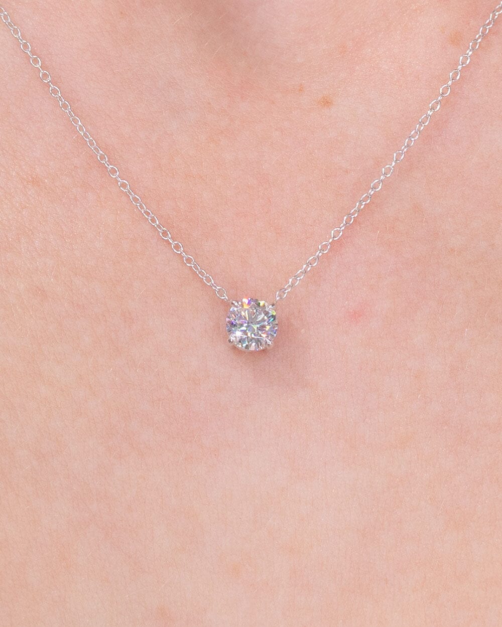 0.48ct D-VS1 Round Lab Diamond 14k White Gold Pendant Necklaces Princess Bride Diamonds