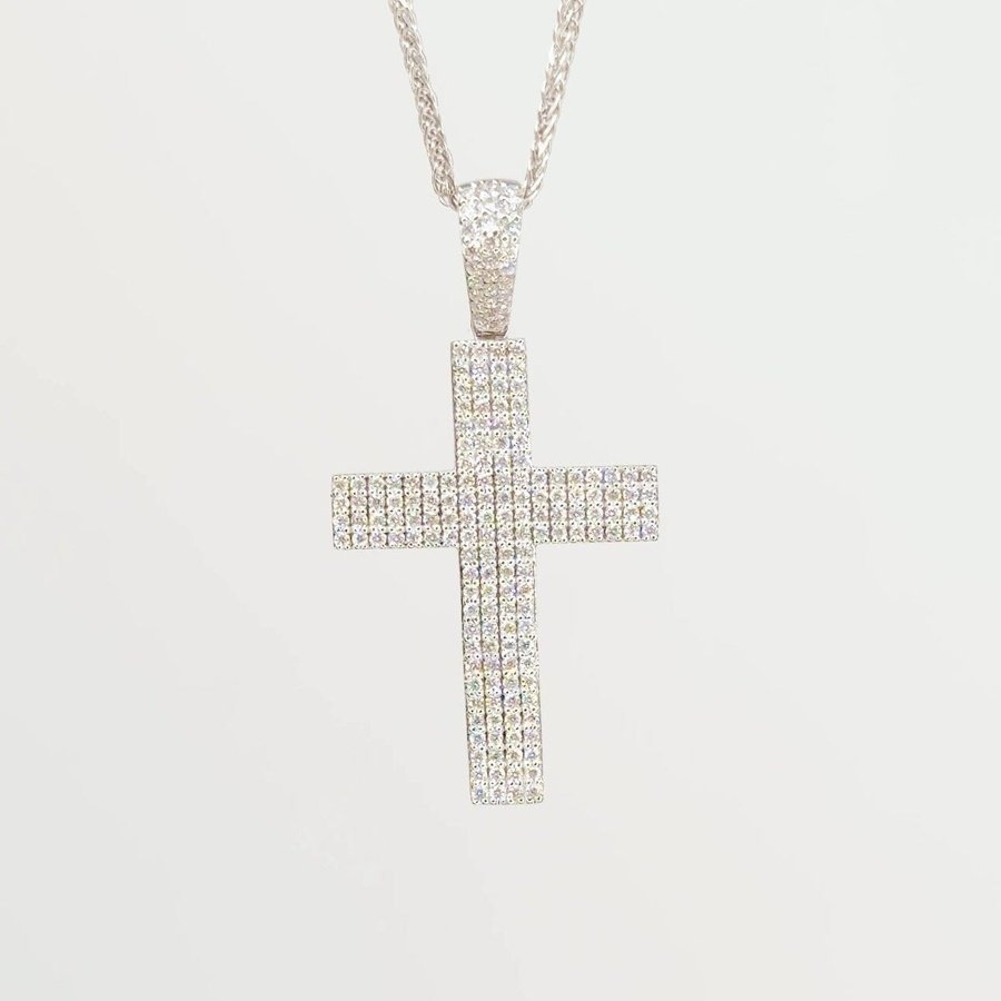 0.56ct Diamond Cross 14k White Gold Chain Necklace Necklaces Princess Bride Diamonds