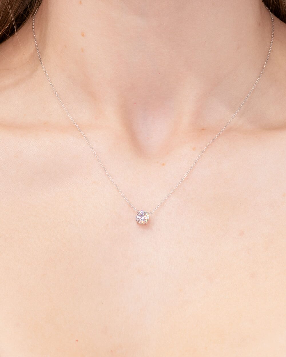 0.59ct D-VVS2 Round Lab Diamond 14k White Gold Pendant Necklaces Princess Bride Diamonds 