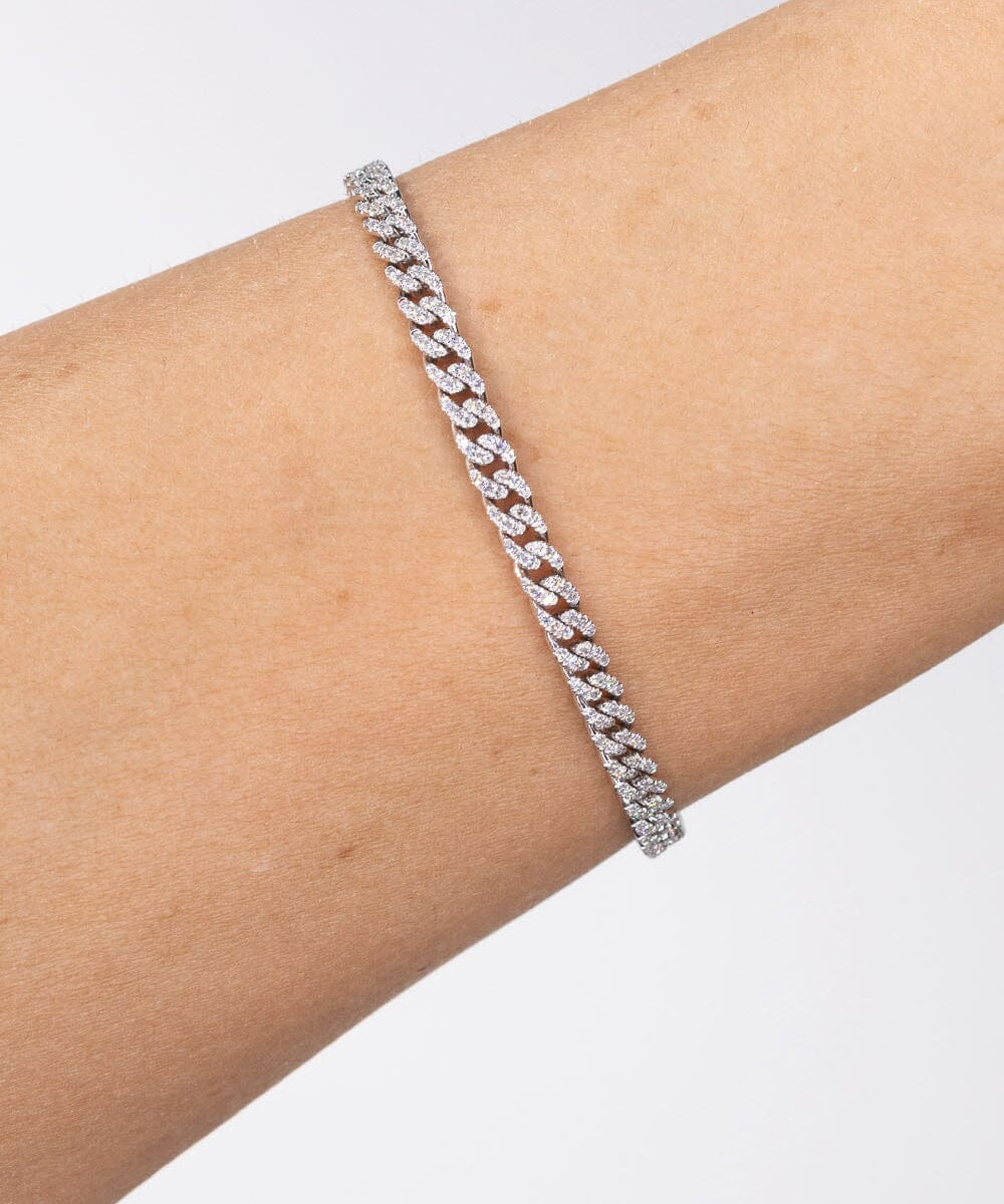 0.73ct 18k White Gold Cuban Pavé Bracelet Bracelets Princess Bride Diamonds