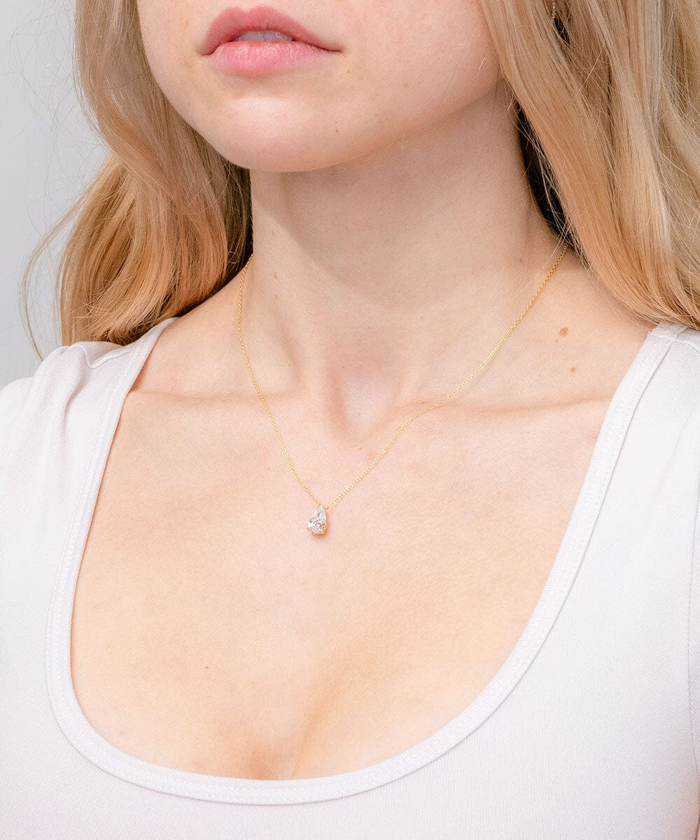 1.00ct E-VS1 Pear Lab Diamond Pendant Necklaces Princess Bride Diamonds 