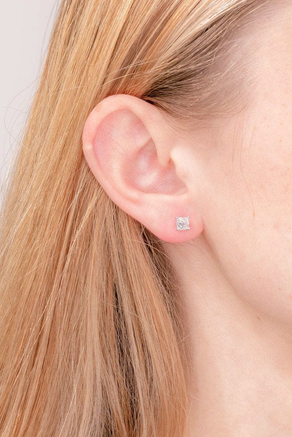 1.00ct F-SI1 Princess Cut Natural Diamond Studs Earrings Princess Bride Diamonds