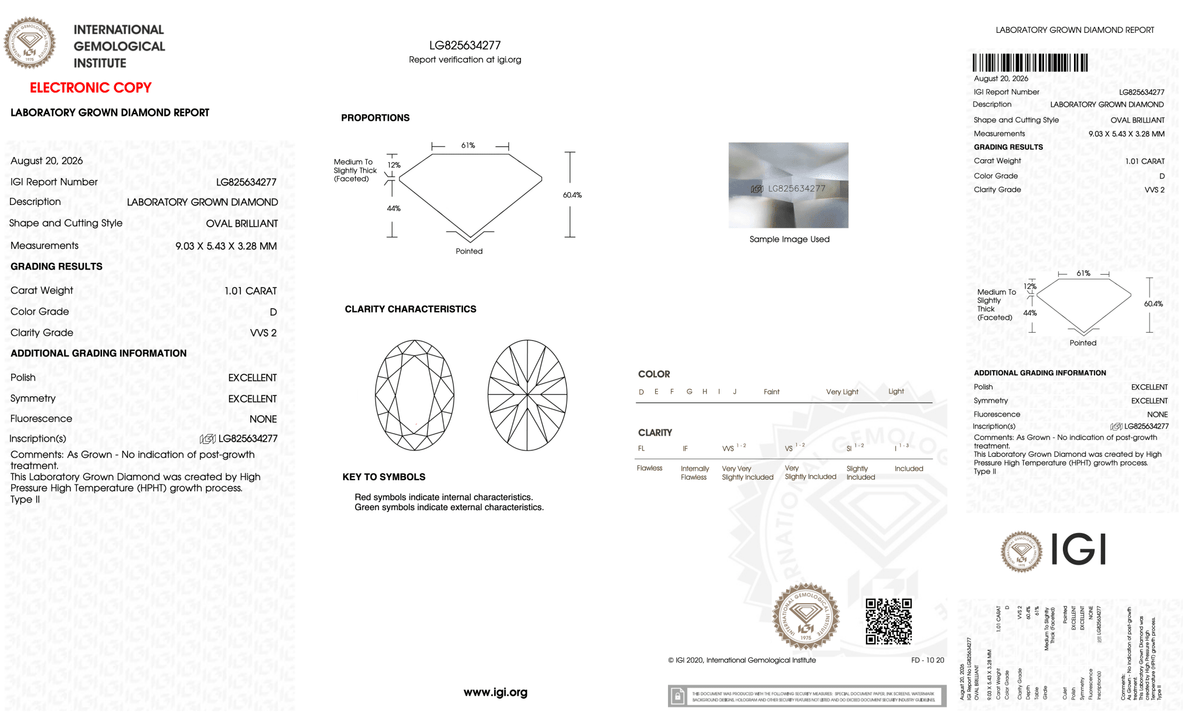 1.01 Carat D-VVS2 Moval Lab Grown Diamond - IGI (#128632) - PBD Loose Diamond