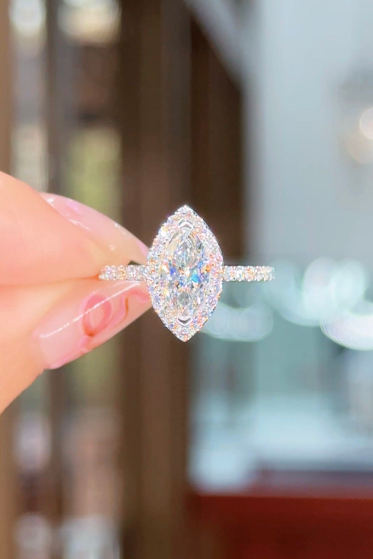 1.01ct D-VS1 Marquise Lab Diamond Leilani Engagement Rings Princess Bride Diamonds