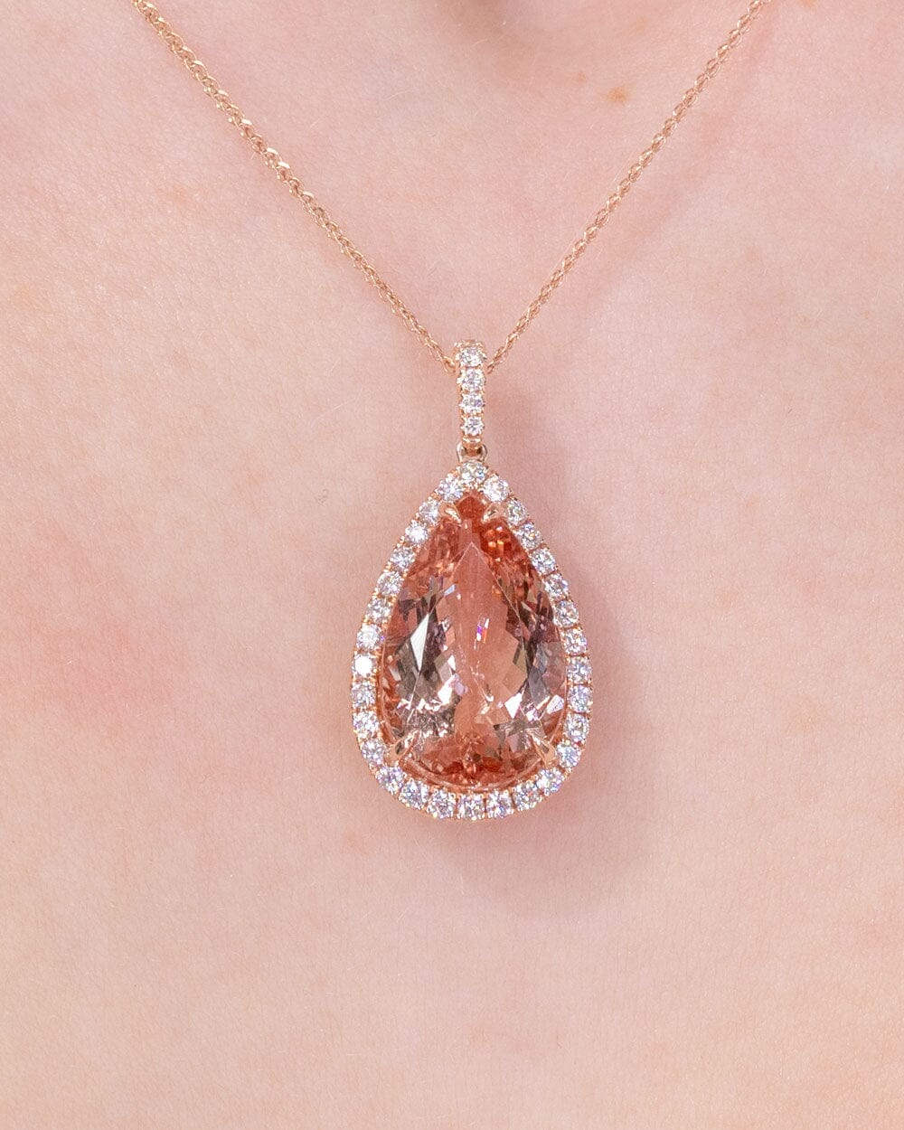 10.21ct Pear Morganite Halo Necklace Necklaces Princess Bride Diamonds