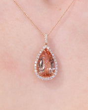 10.21ct Pear Morganite Halo Necklace Necklaces Princess Bride Diamonds