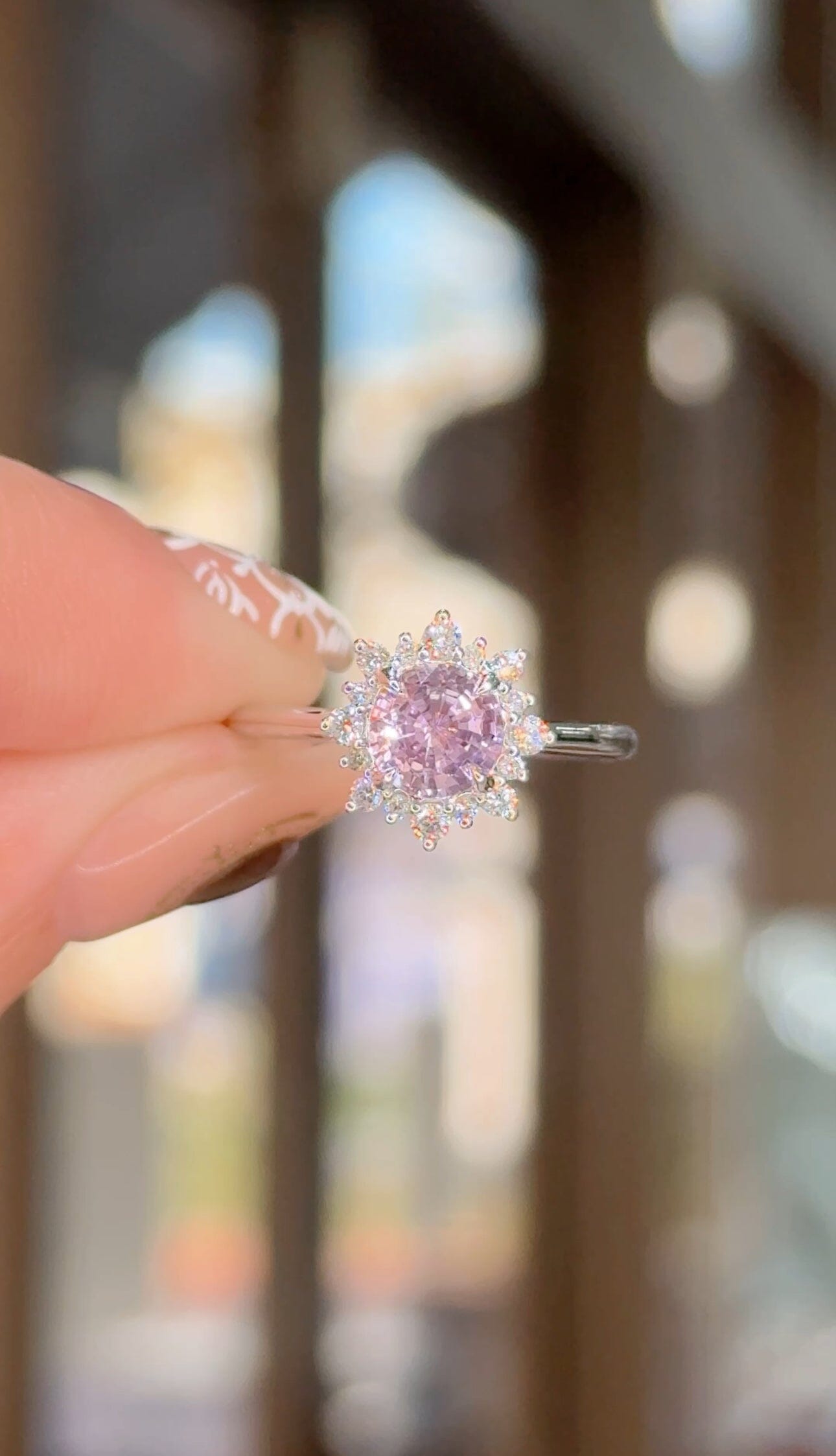 1.08ct Lilac Round Sapphire Duchess Engagement Rings Princess Bride Diamonds