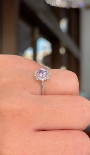 1.08ct Lilac Round Sapphire Duchess Engagement Rings Princess Bride Diamonds