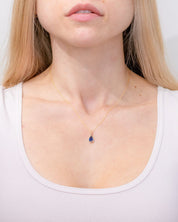 1.11ct Lab Sapphire Pear Bezel Necklace 14k Yellow Gold Necklaces Princess Bride Diamonds