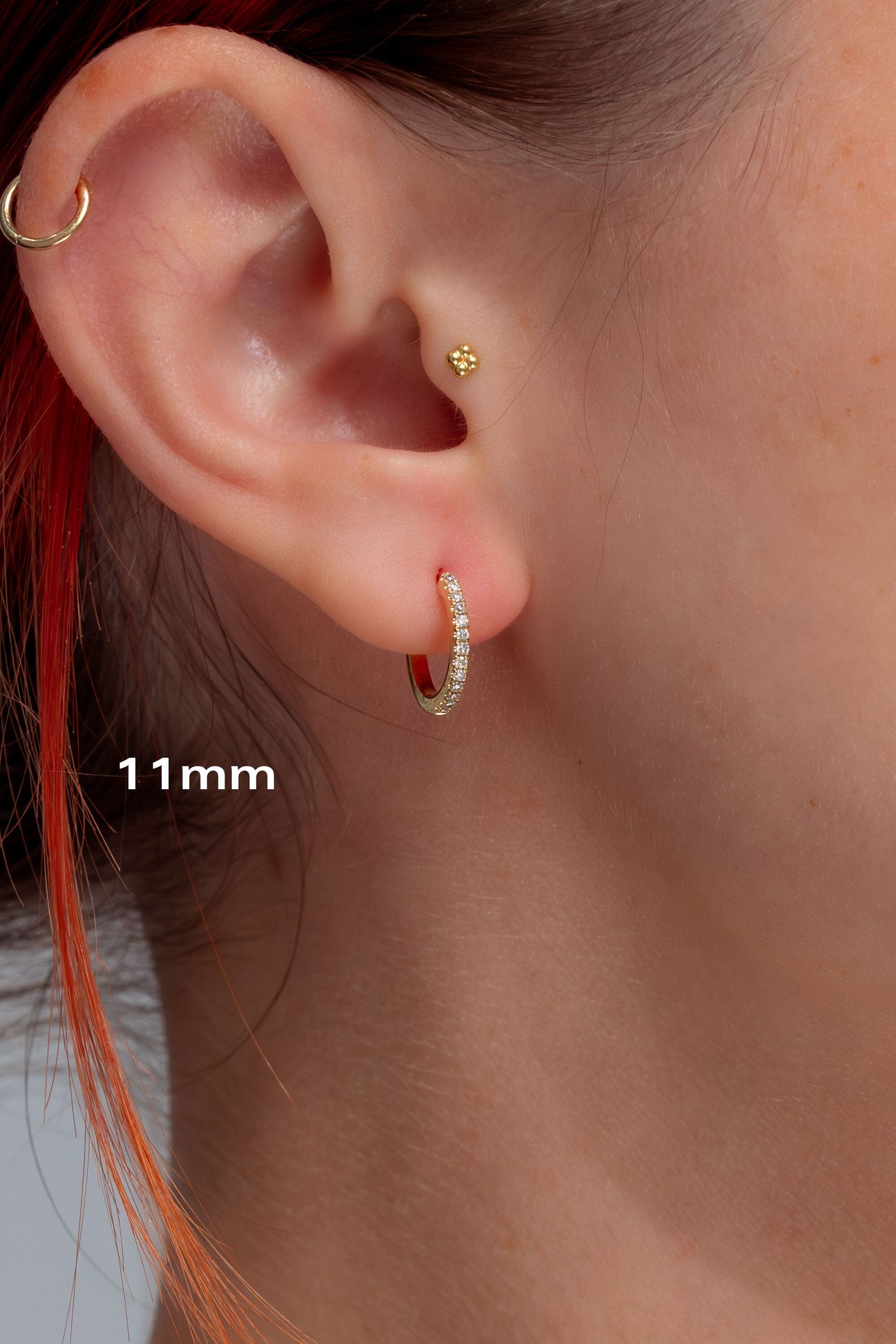 11mm Dainty Pavé Hoops Earrings Princess Bride Diamonds