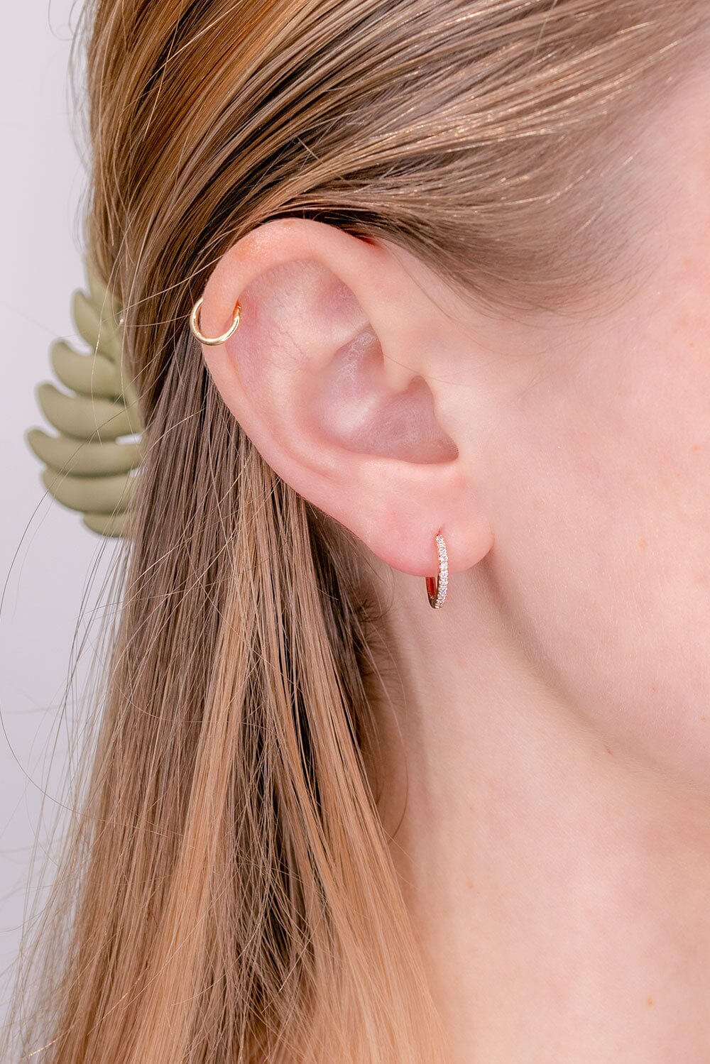 11mm Pavé Hoops 14k Rose Gold Earrings Princess Bride Diamonds