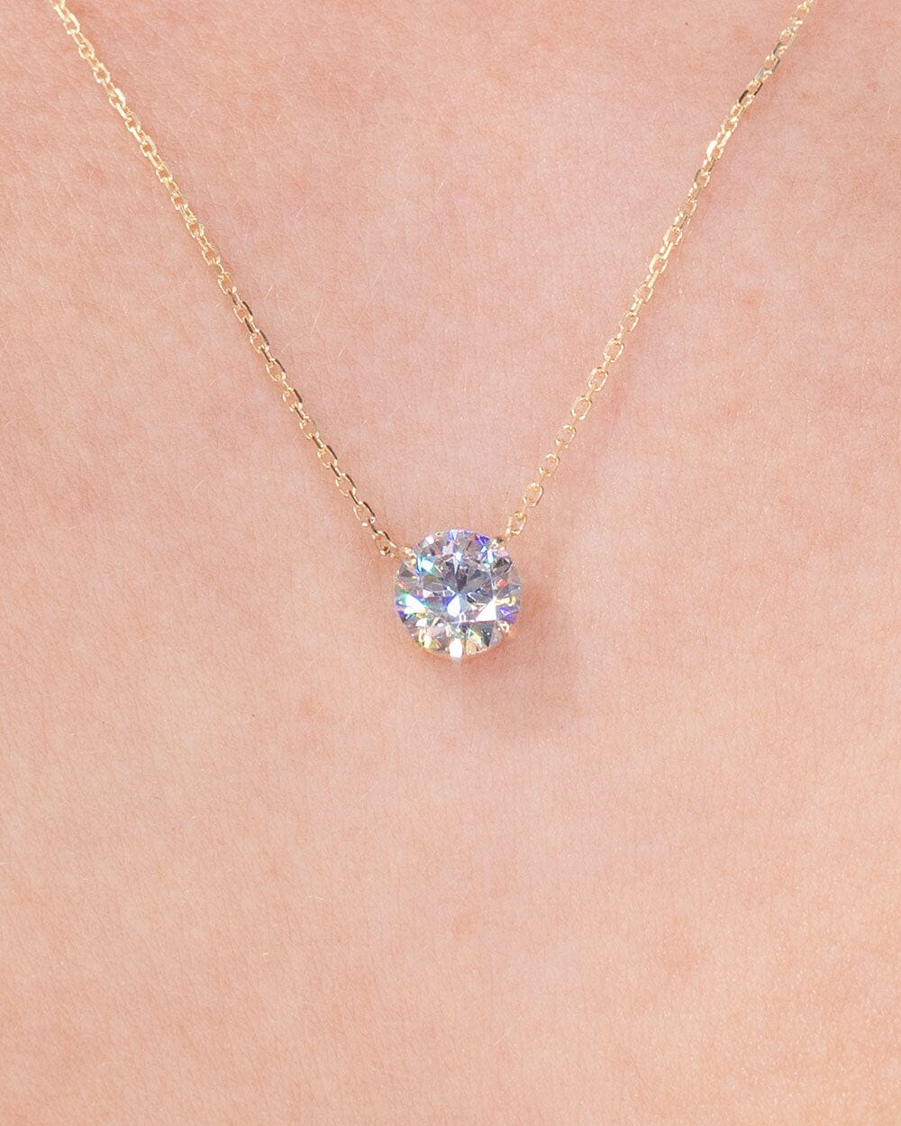 1.20ct D-VS1 Round Lab Diamond 14k Yellow Gold Pendant Necklaces Princess Bride Diamonds