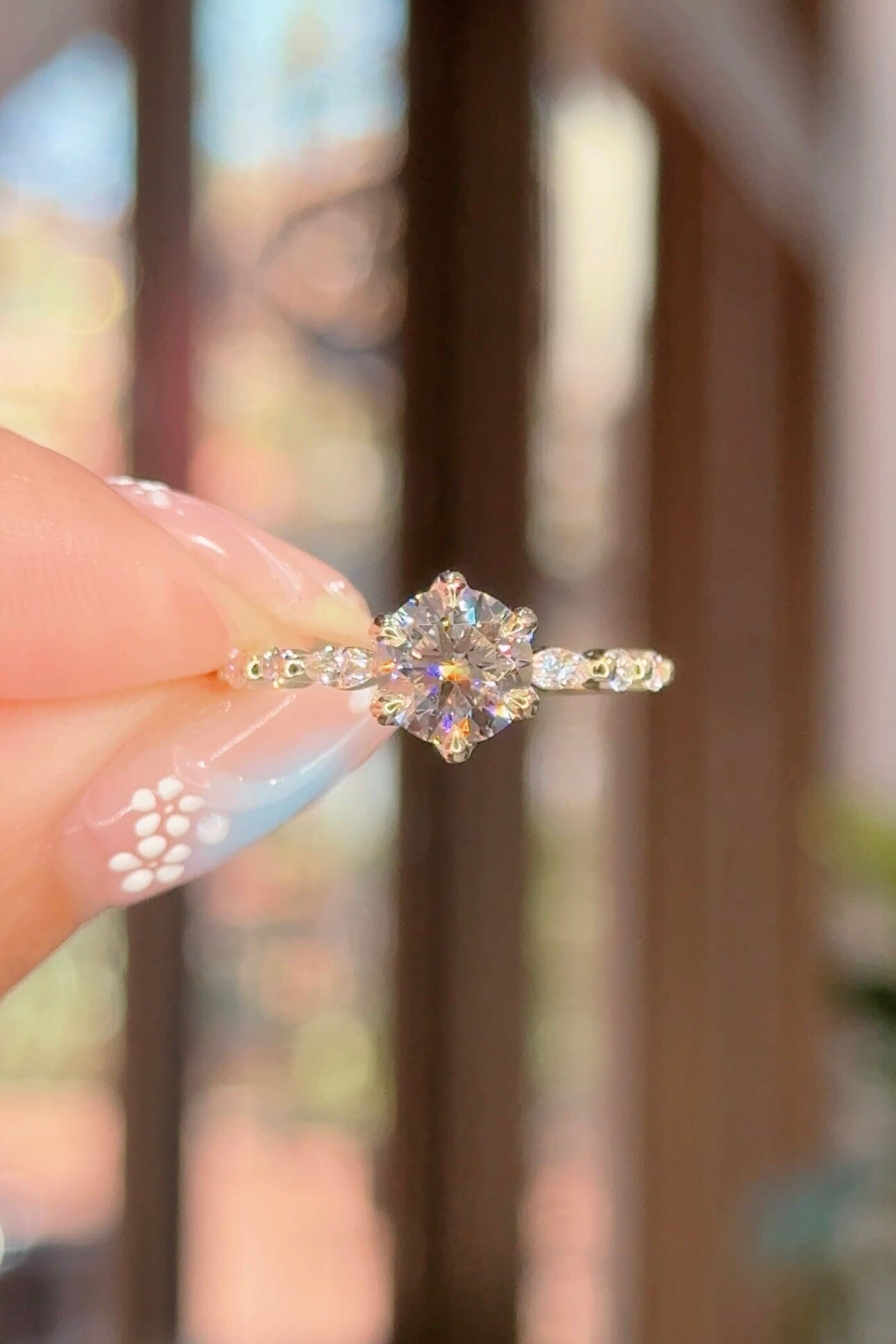 1.21ct D-VVS1 Round Lab Diamond Ren Engagement Rings Princess Bride Diamonds