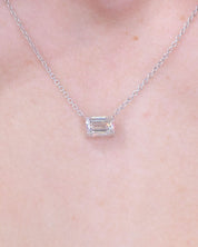 1.24ct E-VVS2 Emerald Lab Diamond Pendant White Gold Necklaces Princess Bride Diamonds