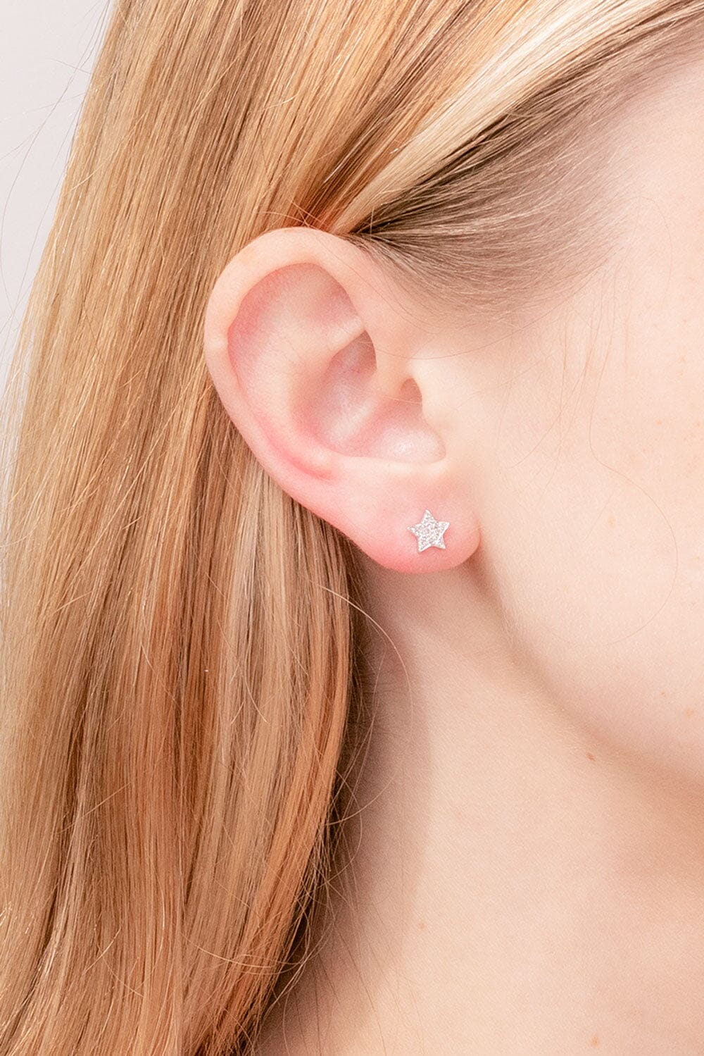 14k White Gold Star Diamond Studs Earrings Princess Bride Diamonds 