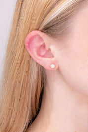 14k Yellow Gold Opal Studs Earrings Princess Bride Diamonds 