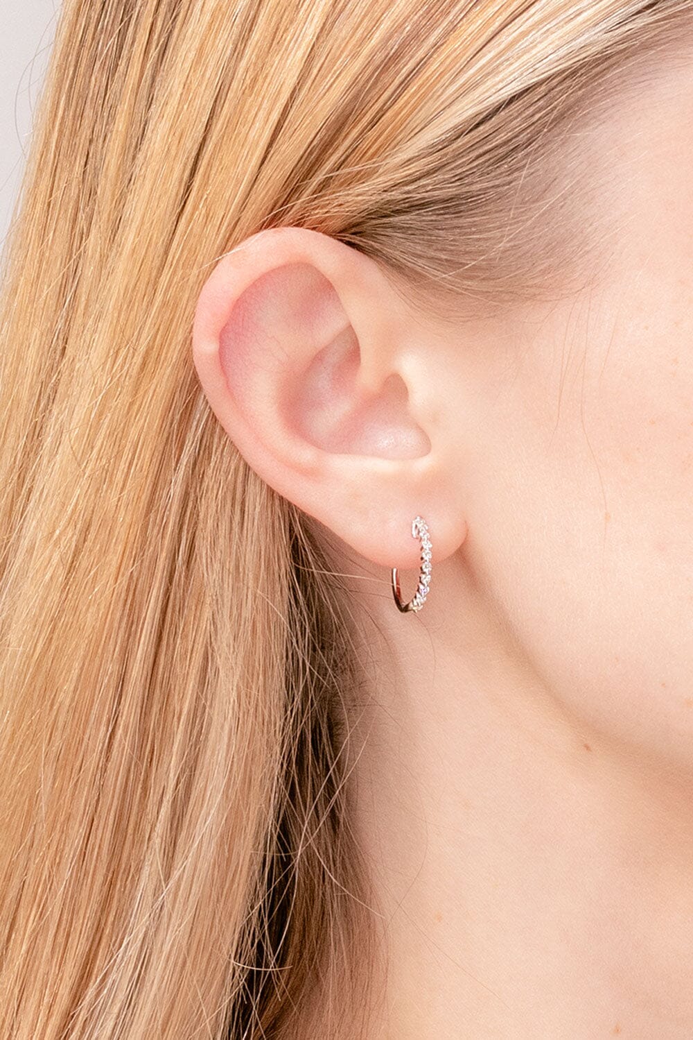 15mm Floating Diamond Hoops 14k White Gold Earrings Princess Bride Diamonds