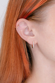 15mm Wavy Pavé Hoops Yellow Gold Earrings Princess Bride Diamonds