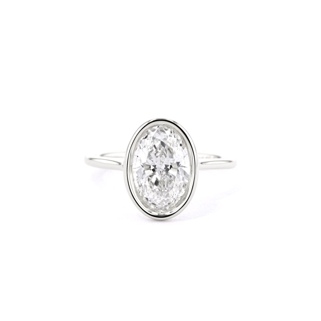 1.6mm Ava Oval High Polish Bezel Engagement Rings Princess Bride Diamonds