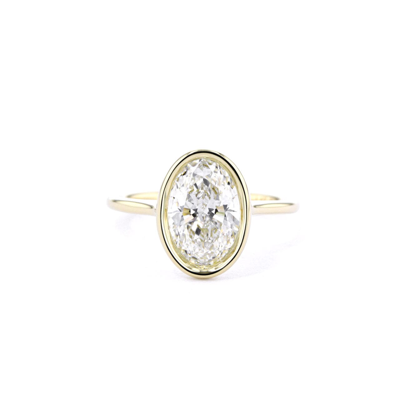 1.6mm Ava Oval High Polish Bezel Engagement Rings Princess Bride Diamonds