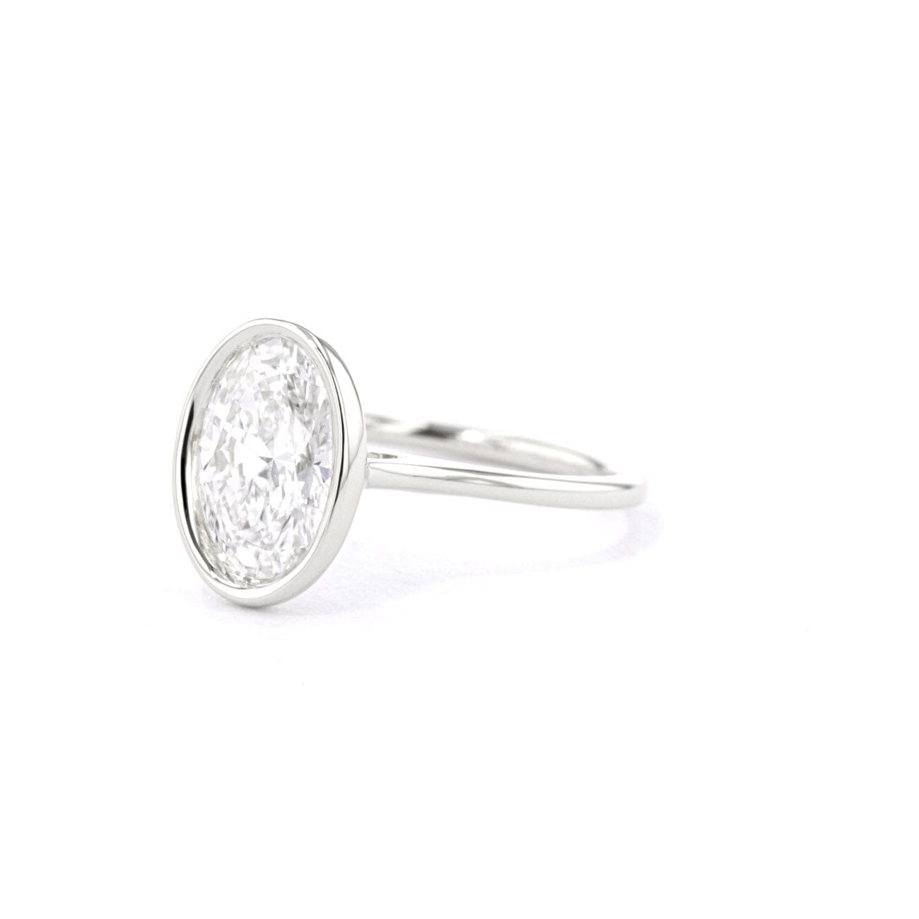 1.6mm Ava Oval High Polish Bezel Engagement Rings Princess Bride Diamonds