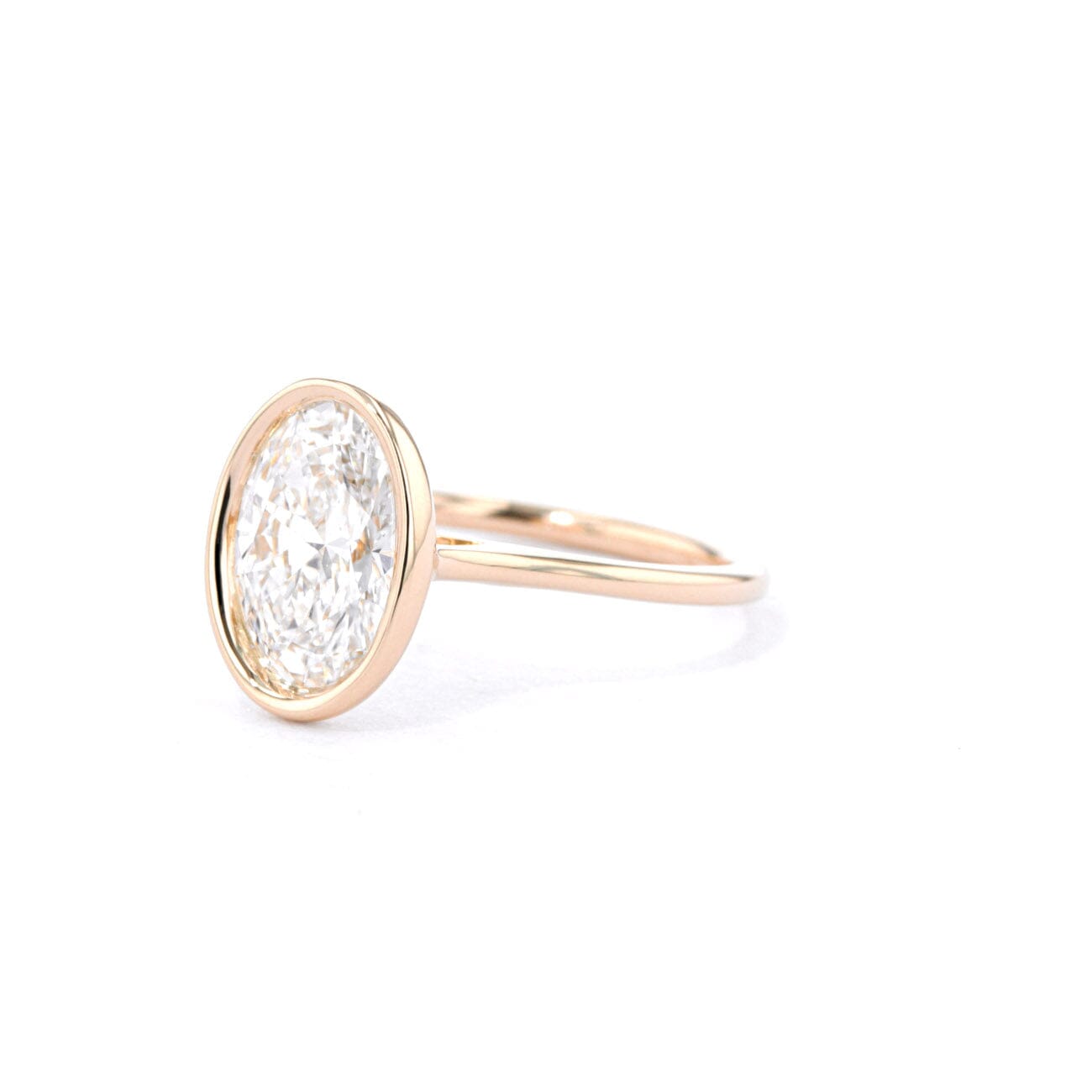 1.6mm Ava Oval High Polish Bezel Engagement Rings Princess Bride Diamonds