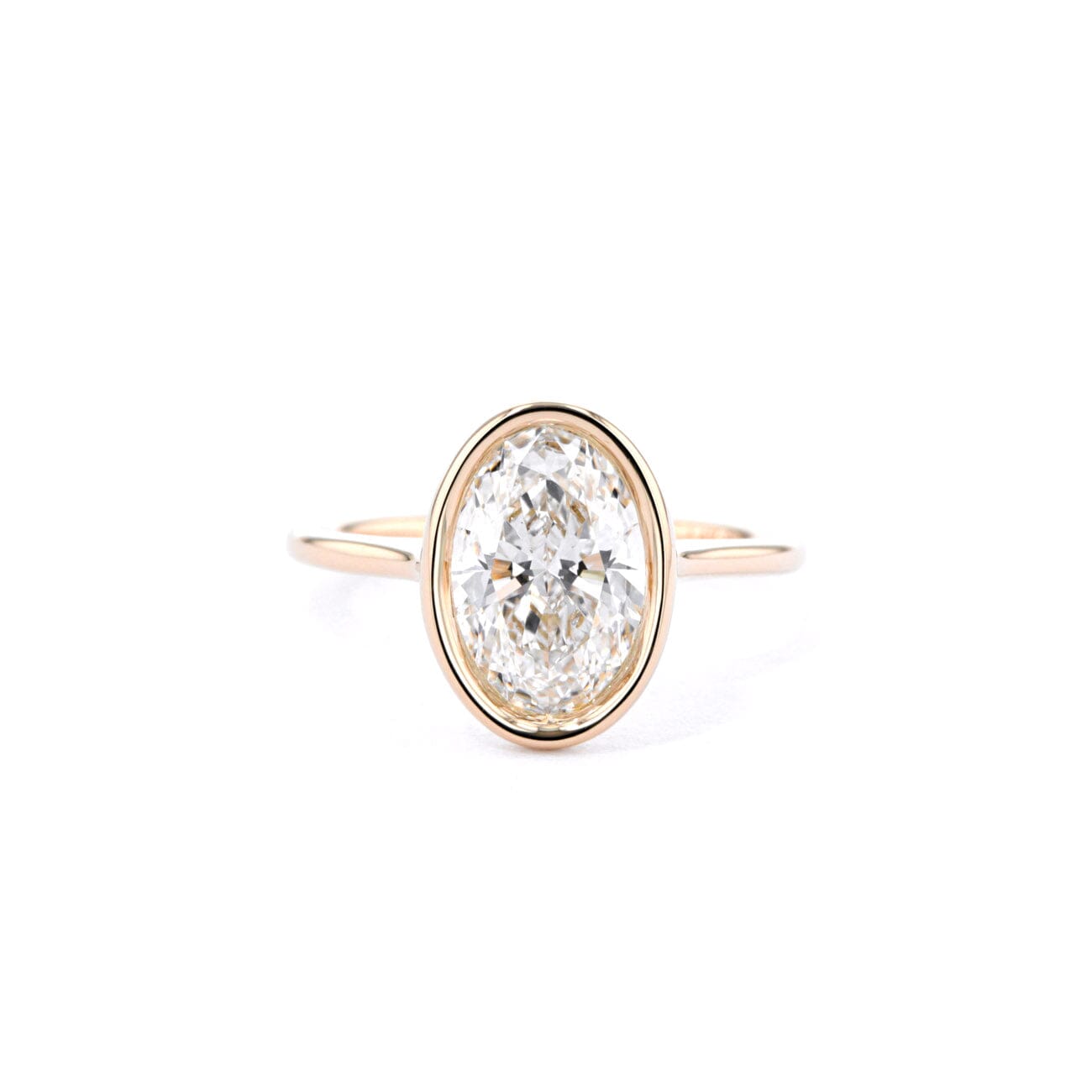 1.6mm Ava Oval High Polish Bezel Engagement Rings Princess Bride Diamonds