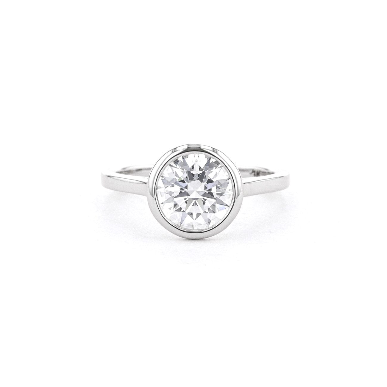 1.6mm Ava Round High Polish Bezel Engagement Rings Princess Bride Diamonds