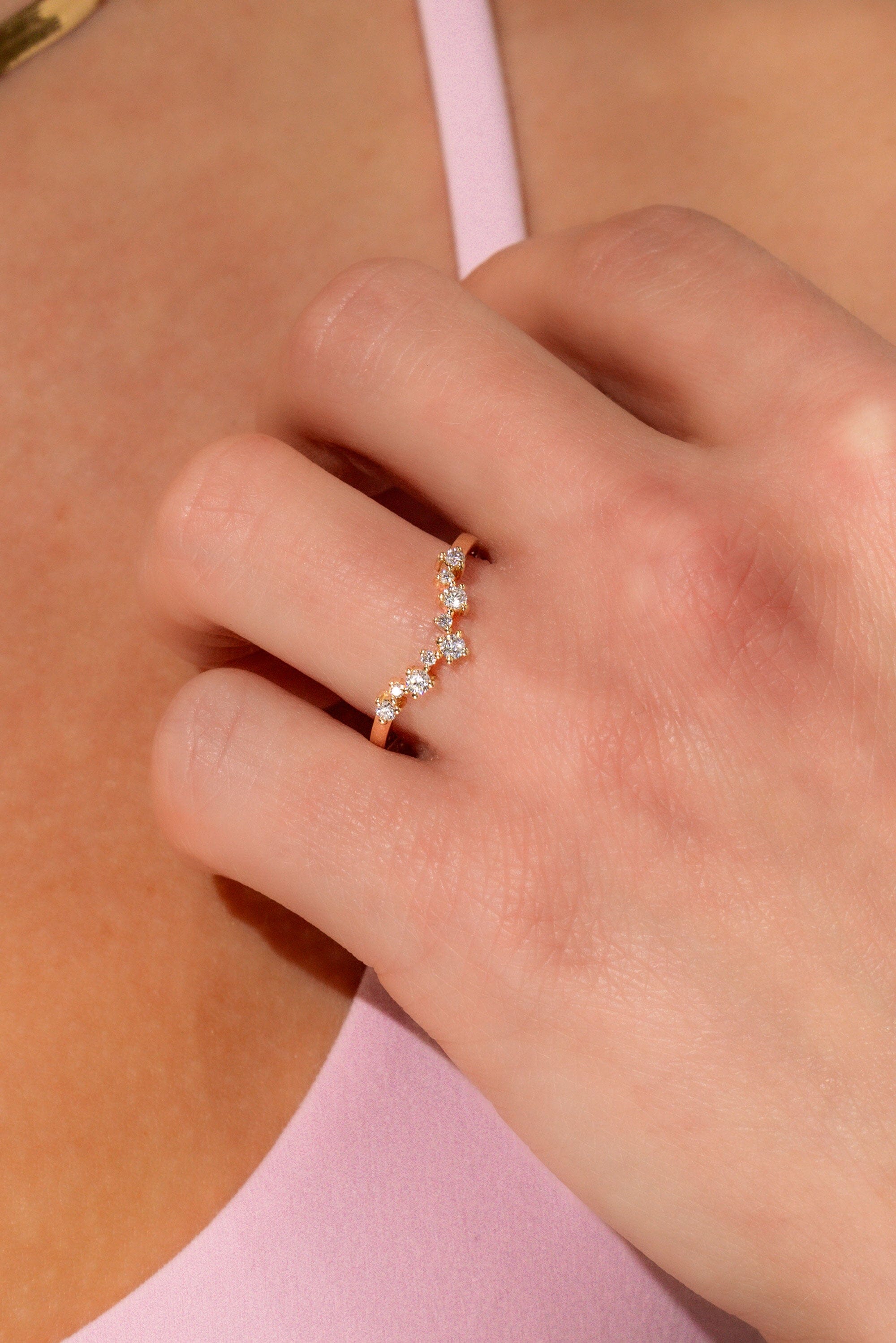 1.6mm Constellation Wedding Band Rings Princess Bride Diamonds