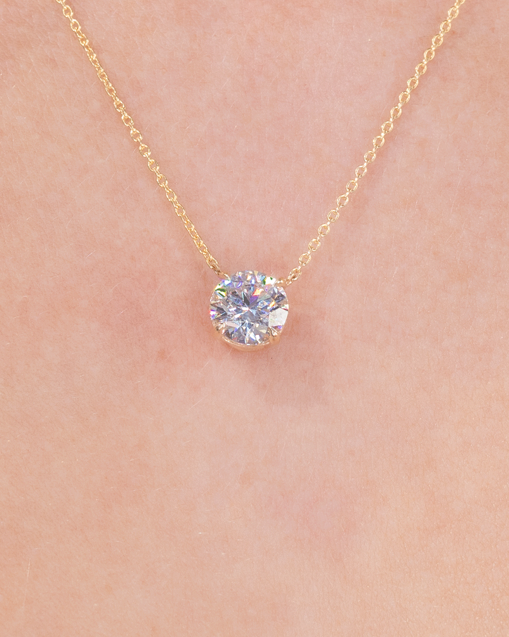 1.71ct E-VS1 Round Lab Diamond 14k Yellow Gold Pendant Necklaces Princess Bride Diamonds