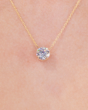 1.71ct E-VS1 Round Lab Diamond 14k Yellow Gold Pendant Necklaces Princess Bride Diamonds