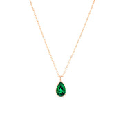1ct Lab Emerald Pear Bezel Necklace Necklaces Princess Bride Diamonds 14K Rose Gold