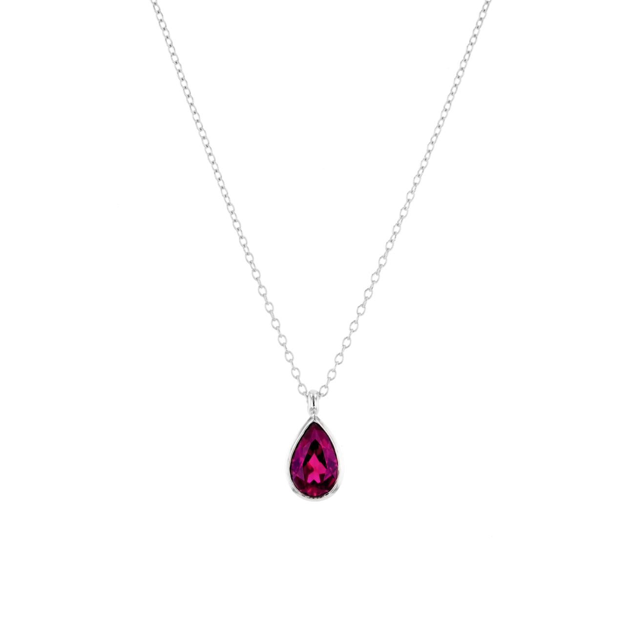 1ct Lab Ruby Pear Bezel Necklace Necklaces Princess Bride Diamonds 14K White Gold