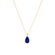 1ct Lab Sapphire Pear Bezel Necklace Necklaces Princess Bride Diamonds 14K Rose Gold