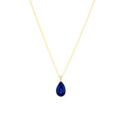 1ct Lab Sapphire Pear Bezel Necklace Necklaces Princess Bride Diamonds 14K Yellow Gold