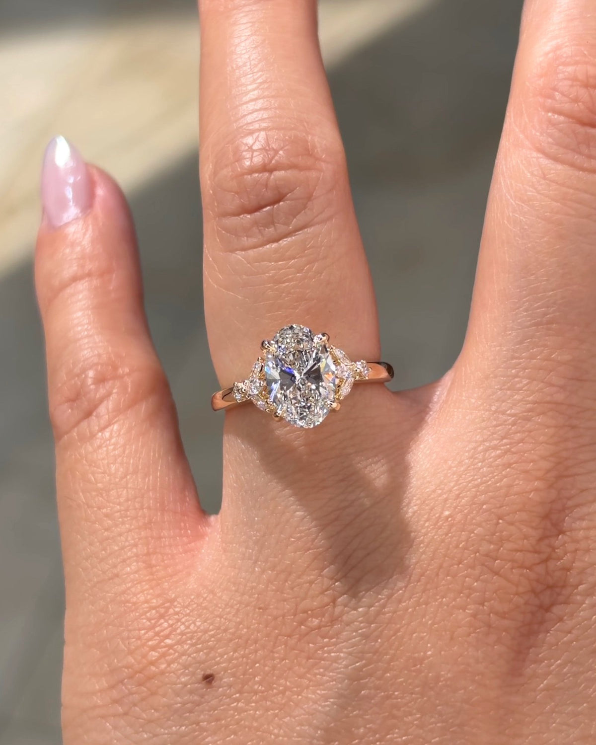 2.05ct D VVS2 oval lab grown diamond Katherine engagement ring in 14K yellow gold