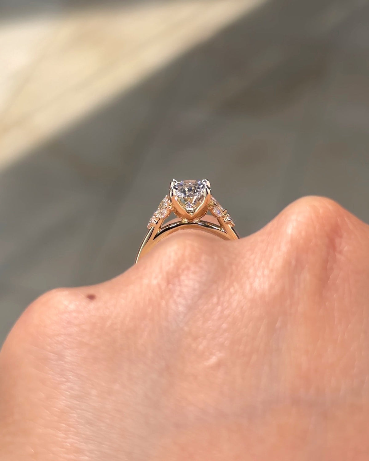 2.05ct D VVS2 oval lab grown diamond Katherine engagement ring in 14K yellow gold