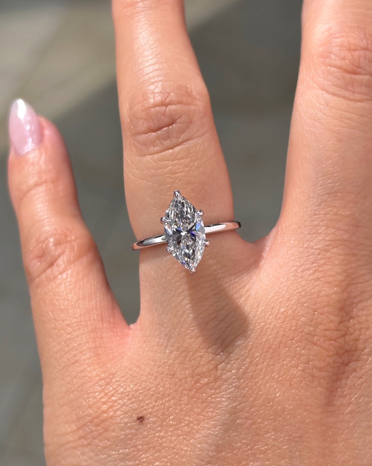 2.09ct D VVS1 marquise lab grown diamond Leah engagement ring in 14K white gold