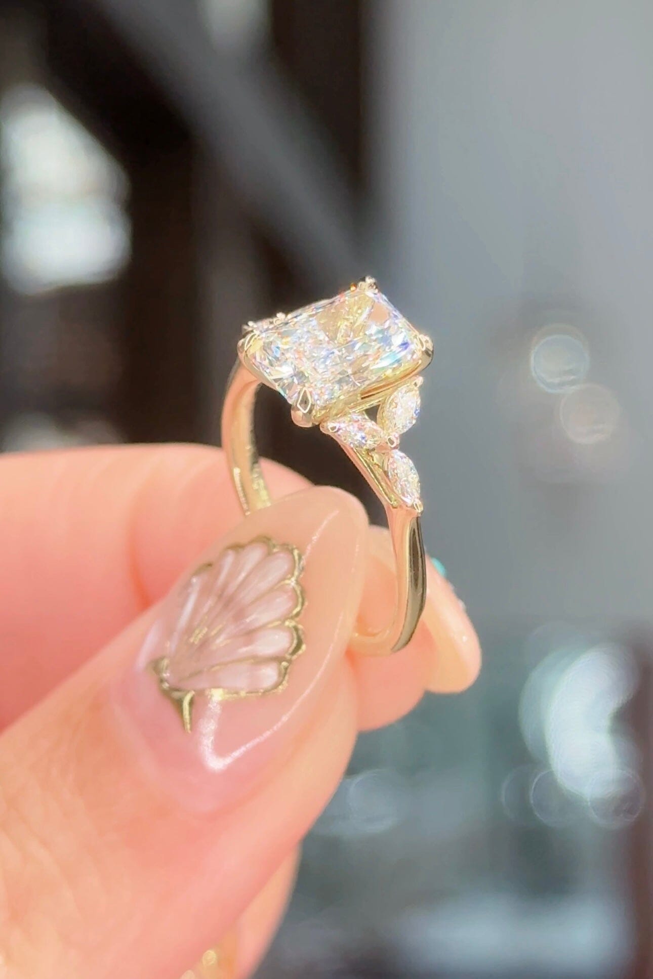 2.00ct D-VVS2 Radiant Lab Diamond Amber Engagement Rings Princess Bride Diamonds