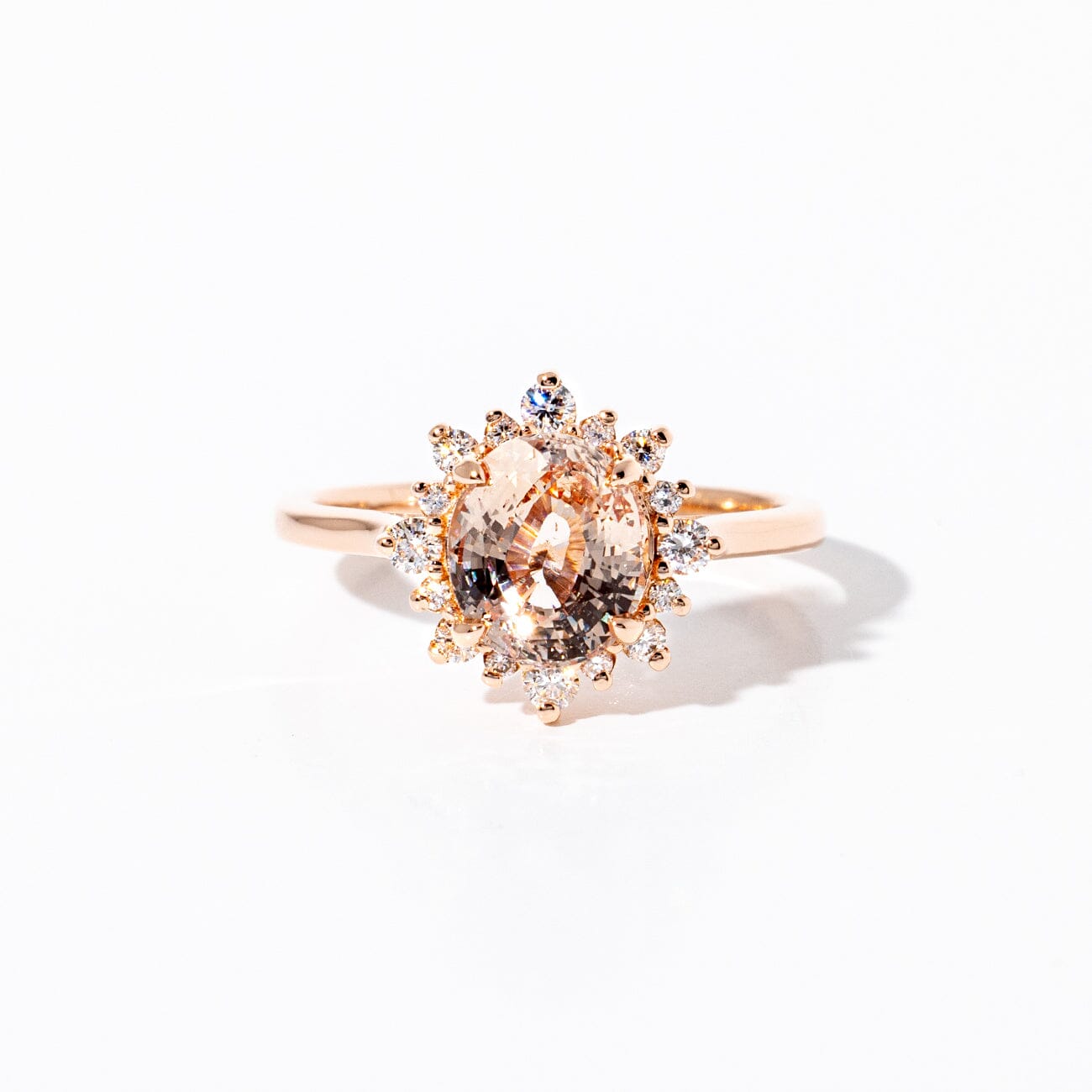 2.01ct Peach Oval Sapphire Duchess Rings Princess Bride Diamonds